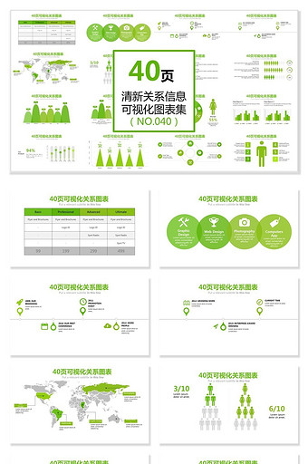 40页清新关系信息可视化ppt图表图片