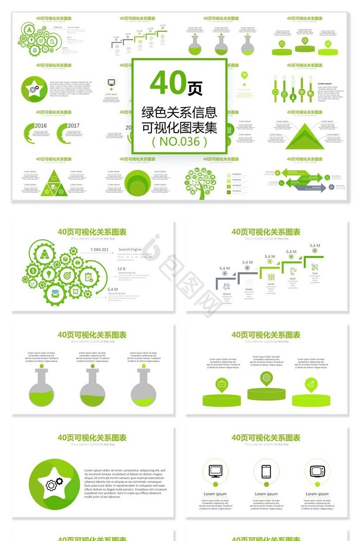 40页罗列关系信息可视化ppt图表图片