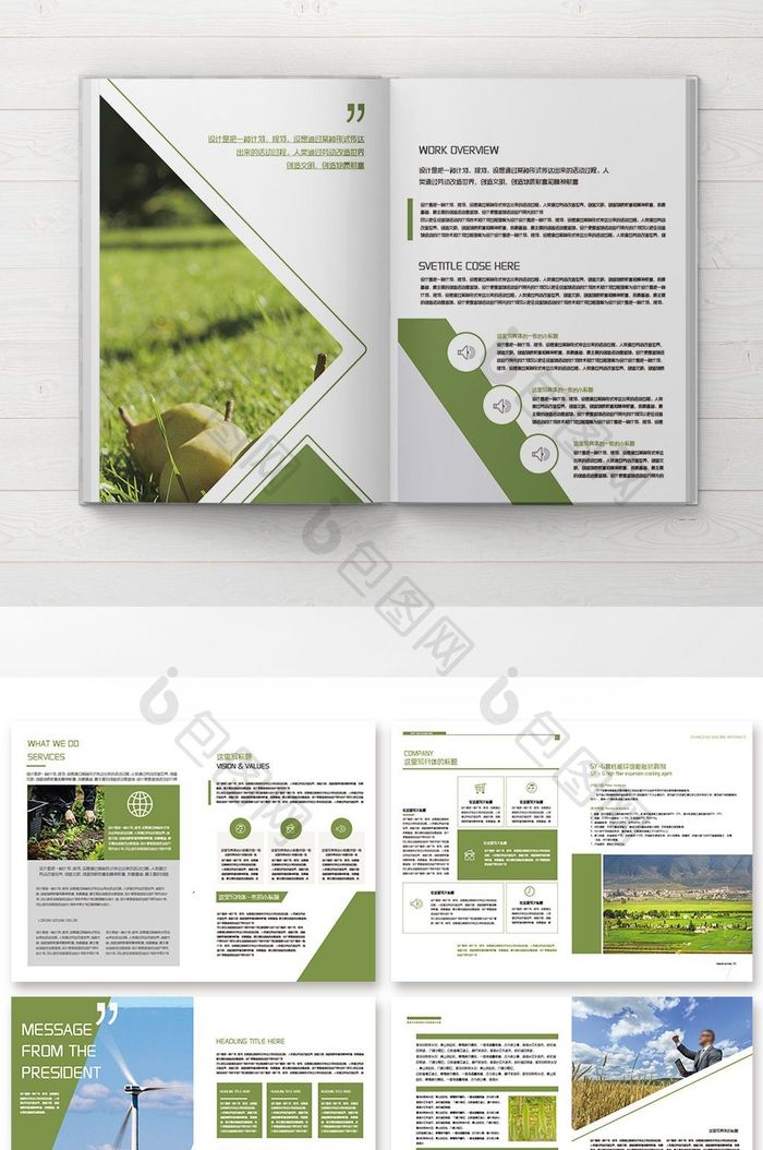 绿色清爽风格农业宣传册整套