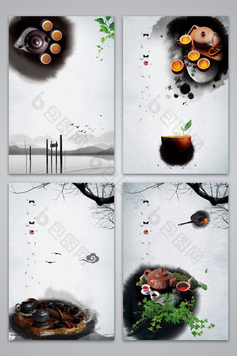 水墨中国风茶文化促销海报图片