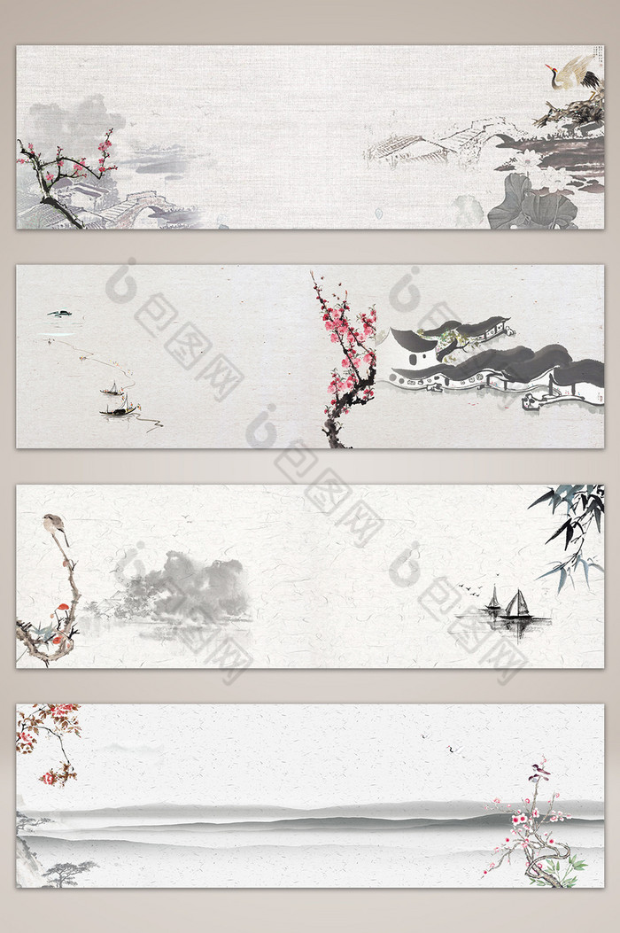 风景海报水墨海报中国风海报图片