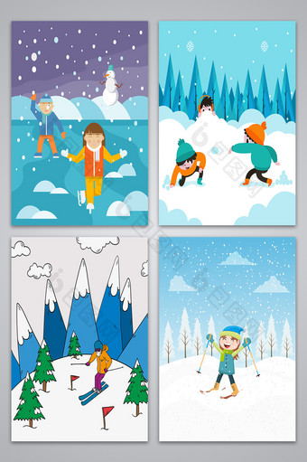 卡通简约运动雪景背景设计图片