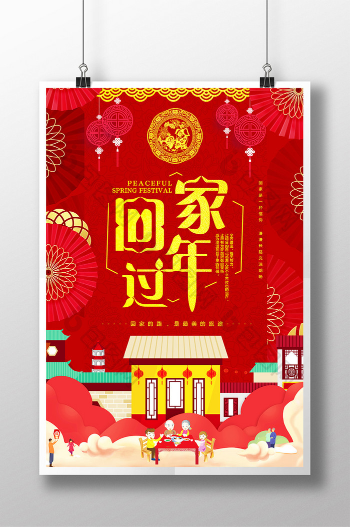 喜庆春节过年回家宣传海报