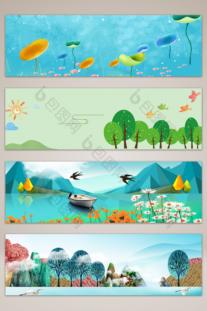 春季风景banner海报图片图片