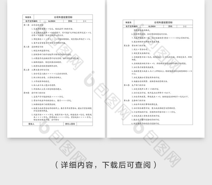 公司年度经营目标Word文档模板