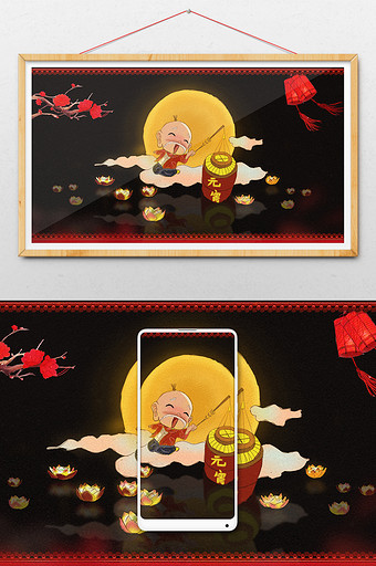 中国风创意元宵节系列插画设计图片