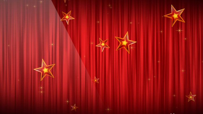 春晚相声演员上台红色幕布打开动画背景视频