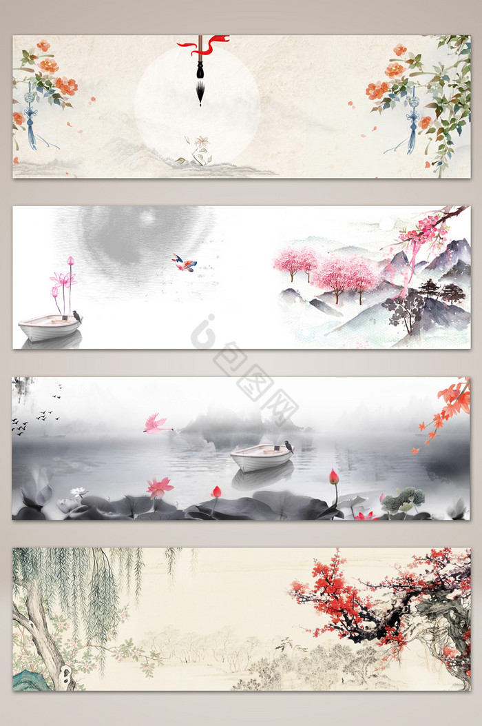 中国风美丽春色banner海报图片