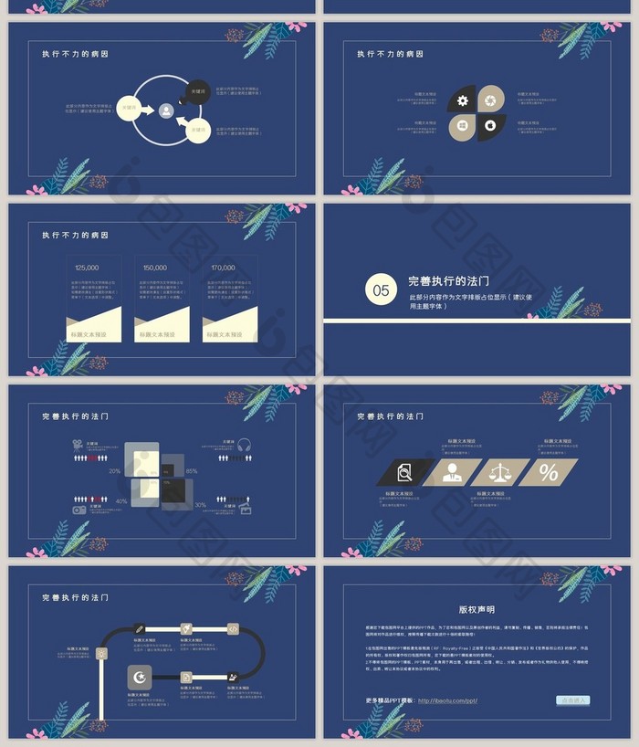 蓝色复古责任与执行力商务办公PPT模板