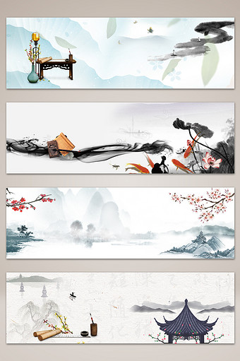 中国风手绘古代产品banner海报背景图片