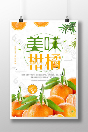 小清新大气美食新鲜柑橘海报图片