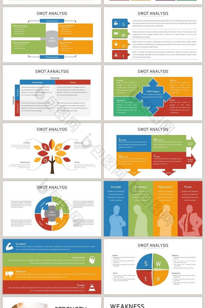 商业swot分析PPT图表集模板