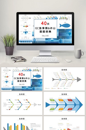 QC品管圈鱼骨图&冰山图PPT图表集