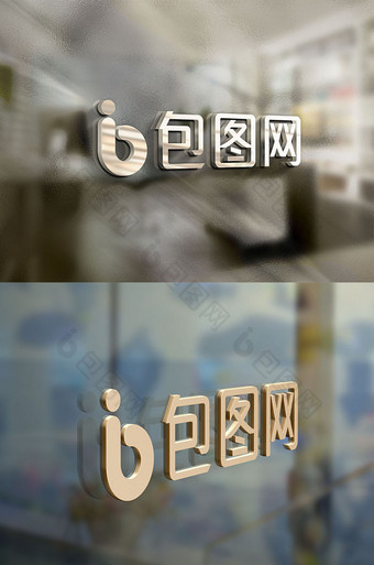 玻璃立体字效果logo样机智能贴图图片