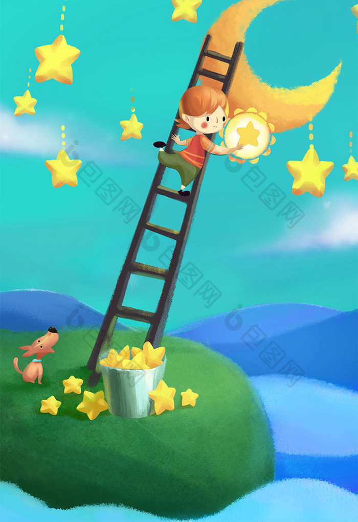 梦幻月亮摘星星模版