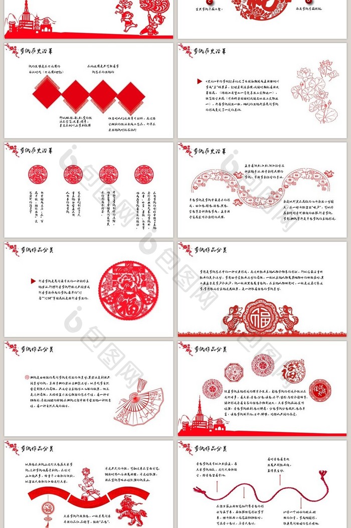 中国民间艺术剪纸PPT模版