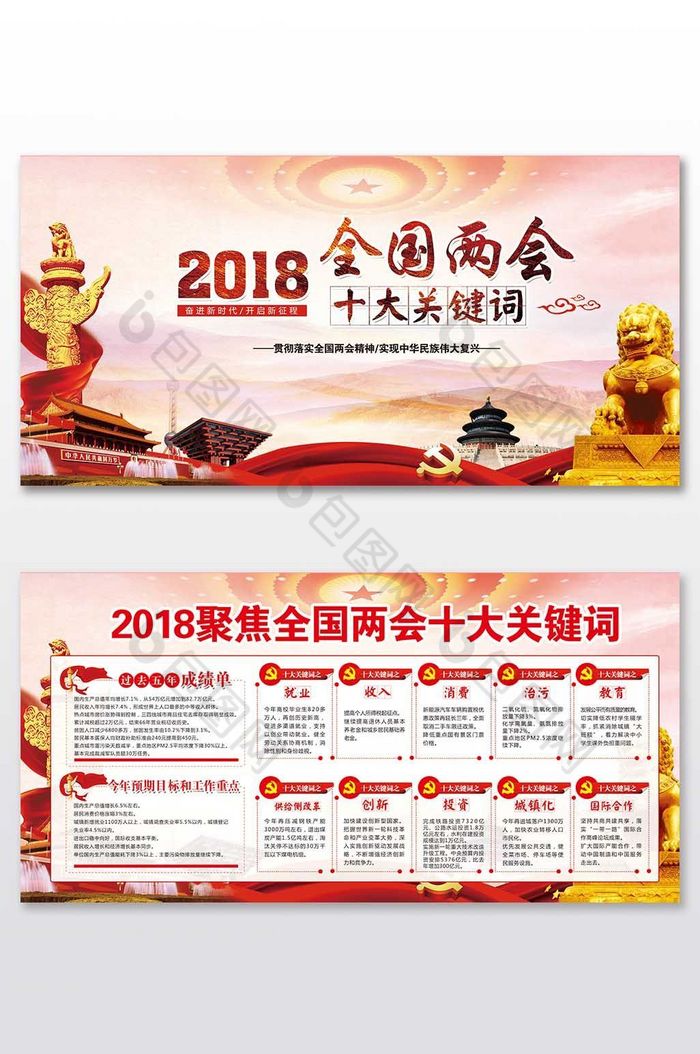 2018全国两会十大关键词展板图片图片