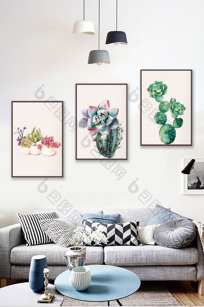 唯美清客厅卧室彩绘盆栽植物花卉装饰画