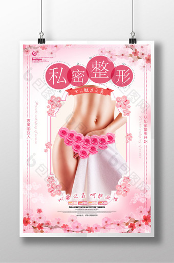 粉色女性私密整形美容海报图片