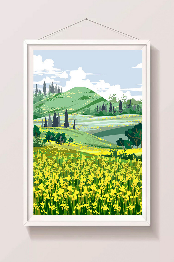 春天田园风大竖版插画