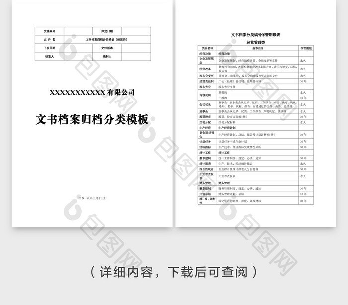 文书档案归档分类（行政类）word模板