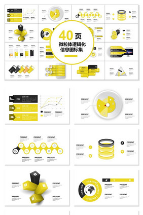 40页微粒体逻辑化图表集PPT模板