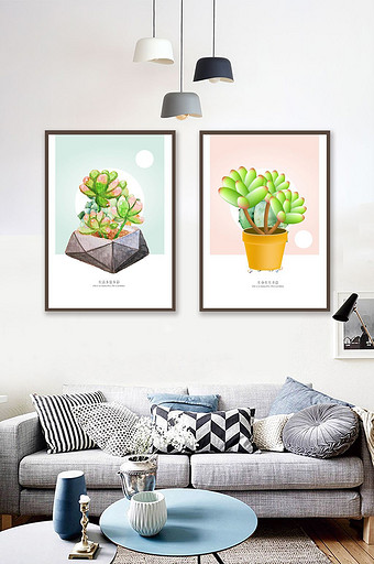 小清新植物花卉客厅装饰画图片