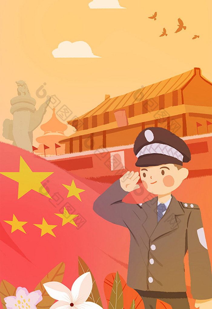 原创创意手绘中国风聚焦全国两会卡通插画