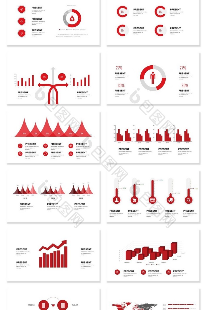 40页数据分析可视化图表集PPT模板