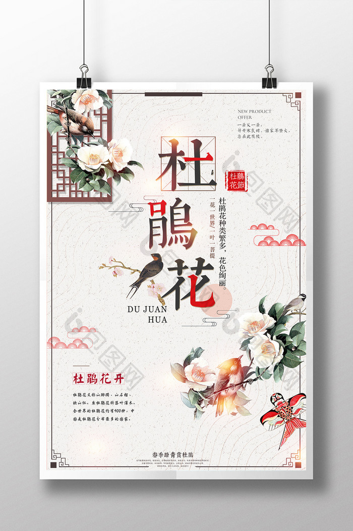 中国风杜鹃花宣传海报设计