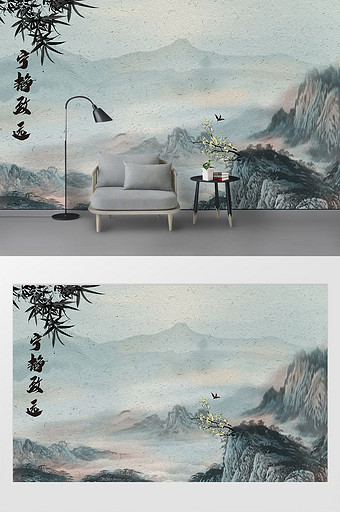 中式水墨风背景墙图片