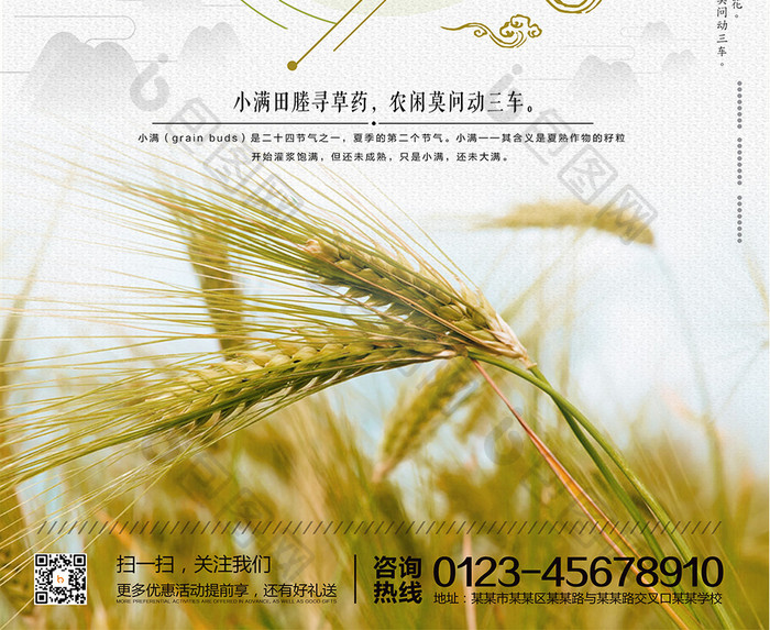 创意文艺简约 中国传统二十四节气小满海报