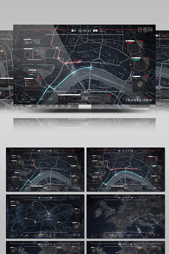 暗黑系HUD全息科技地图演示动画AE模板图片
