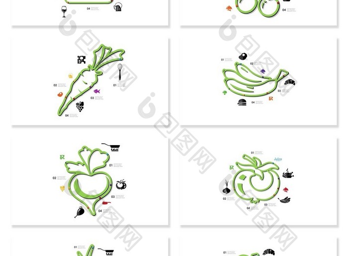 40页食品餐厅粗线条绿色可视化PPT图表