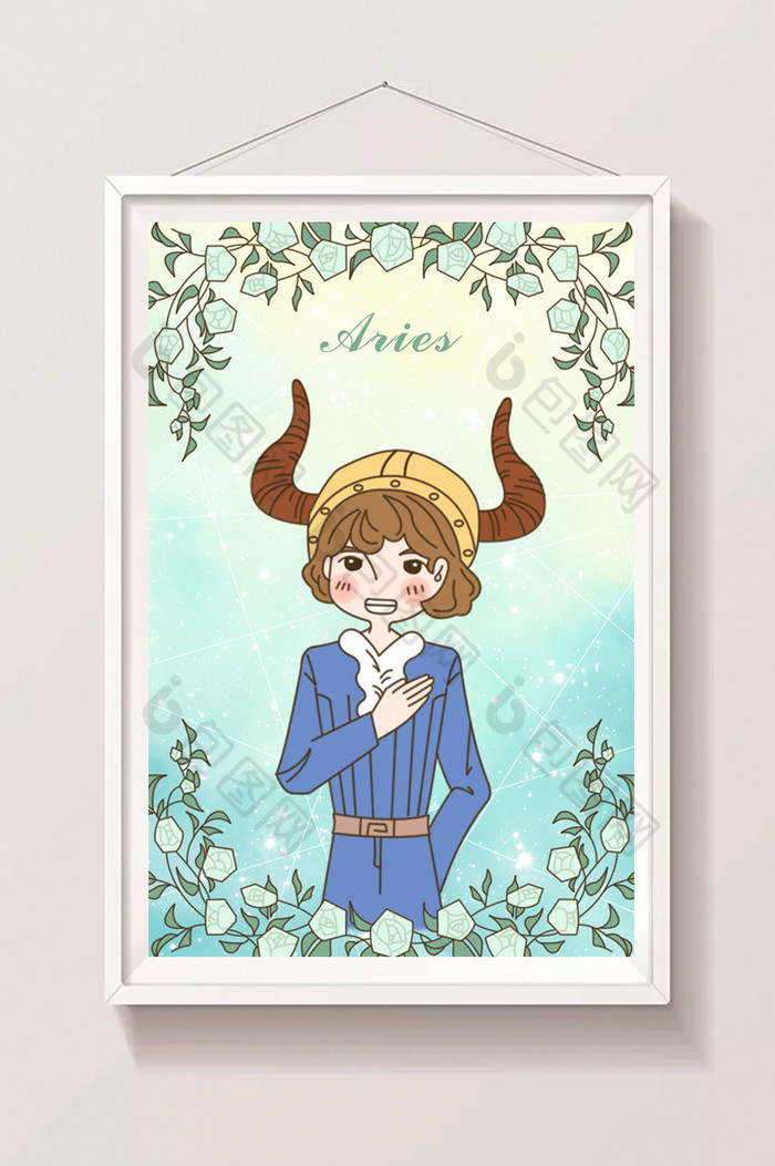 十二星座小王子与玫瑰之金牛座插画图片