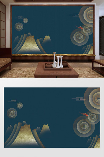 创意山水抽象意境图电视背景墙图片