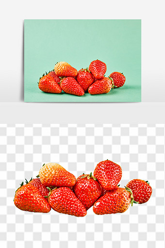 新鲜奶油草莓水果组合素材图片