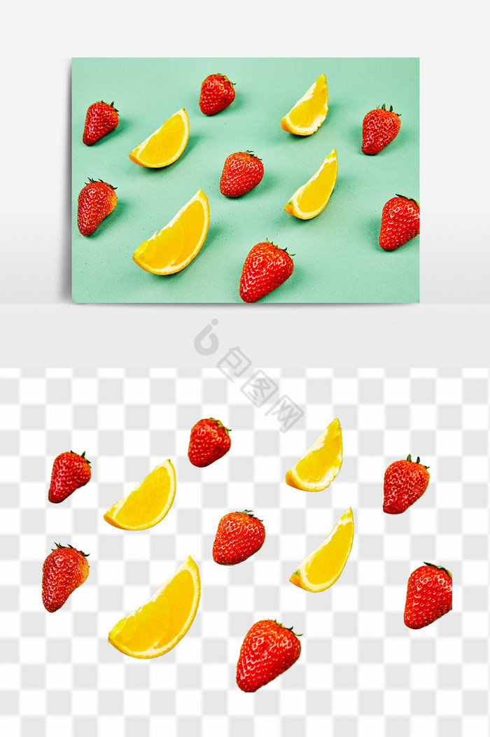 草莓橙子水果图片