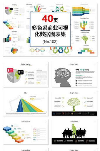 多色系商业可视化数据PPT图表集模板图片