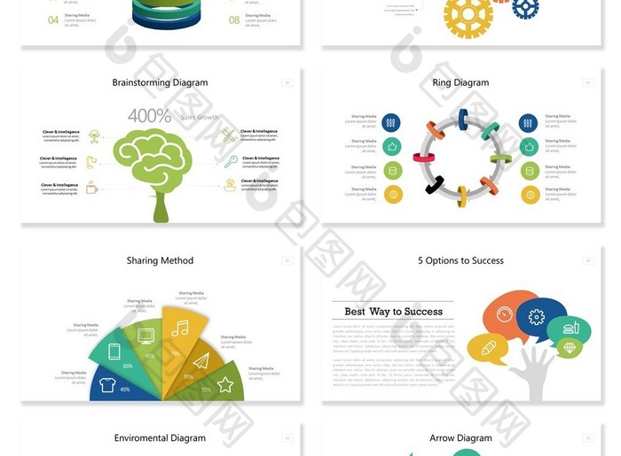 多色系商业可视化数据PPT图表集模板