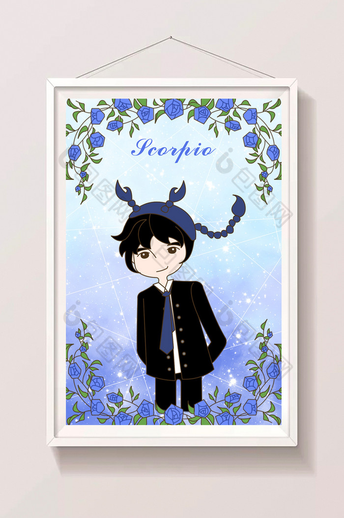 十二星座小王子与玫瑰之天蝎座插画