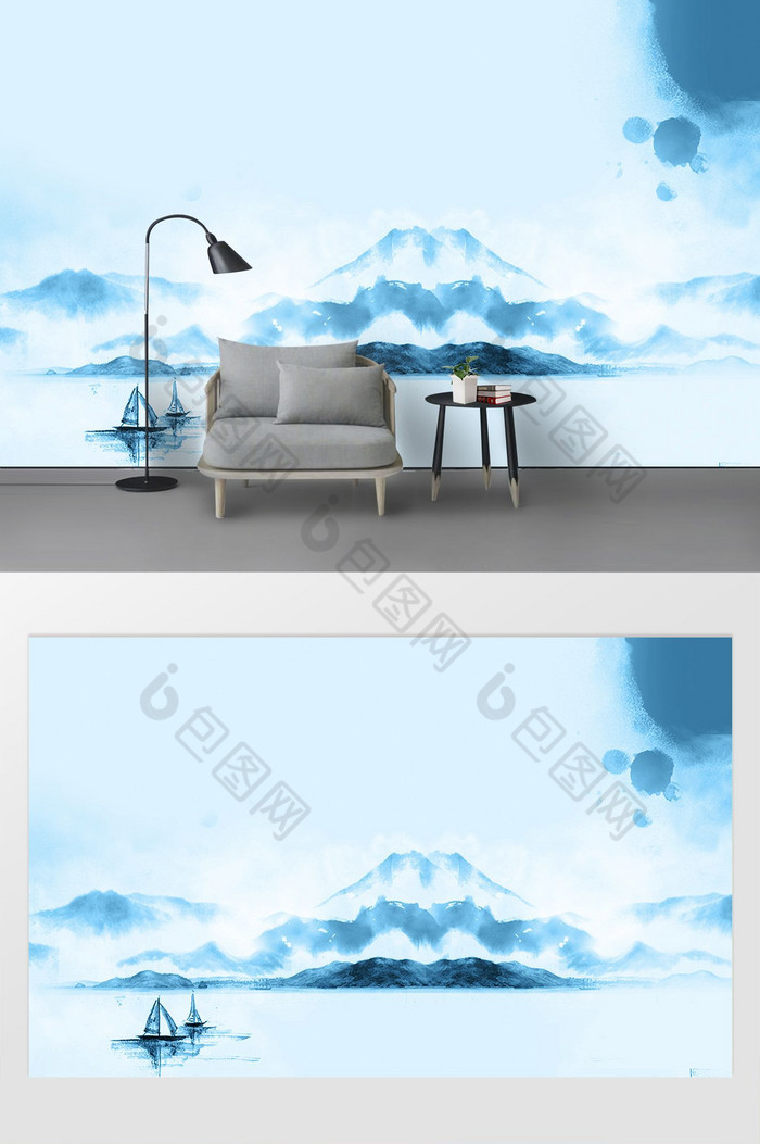 中式简约大气花鸟背景墙图片图片