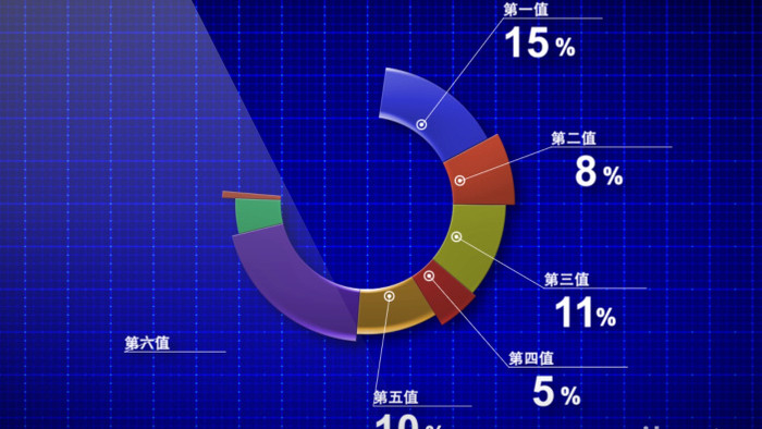 圆圈饼状图环状图信息图表演示动画AE模板