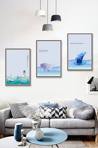 北欧简约海洋动物装饰画图片