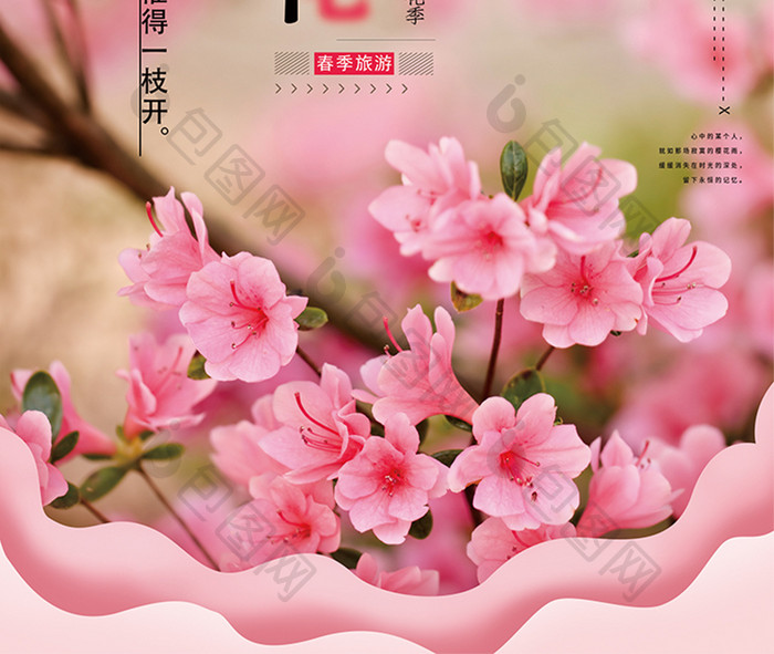 中国风唯美杜鹃花春季旅游宣传海报设计