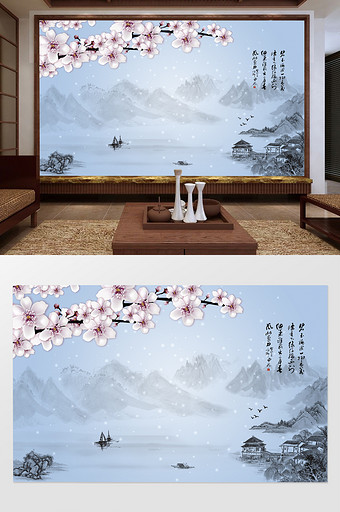 古典唯美樱花背景墙图片