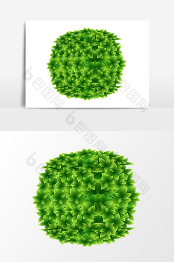简约绿色叶子元素图片
