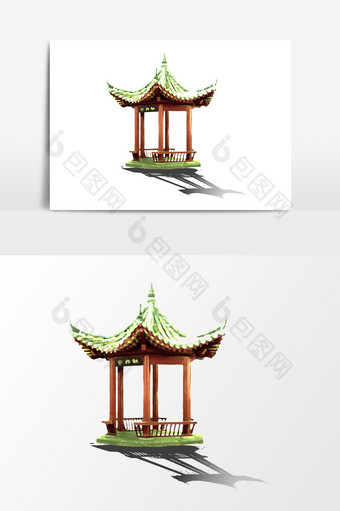 中国风古代建筑亭子元素素材图片