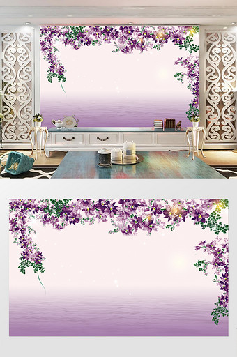 清新紫色紫罗兰花朵背景墙图片