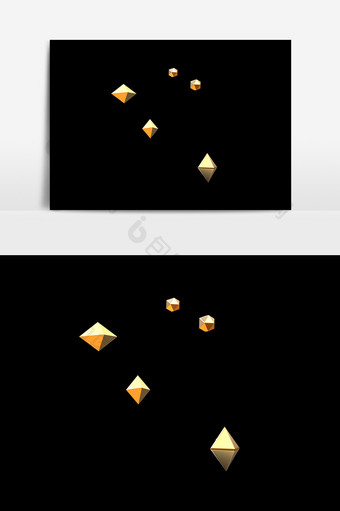 金色立体几何元素图片